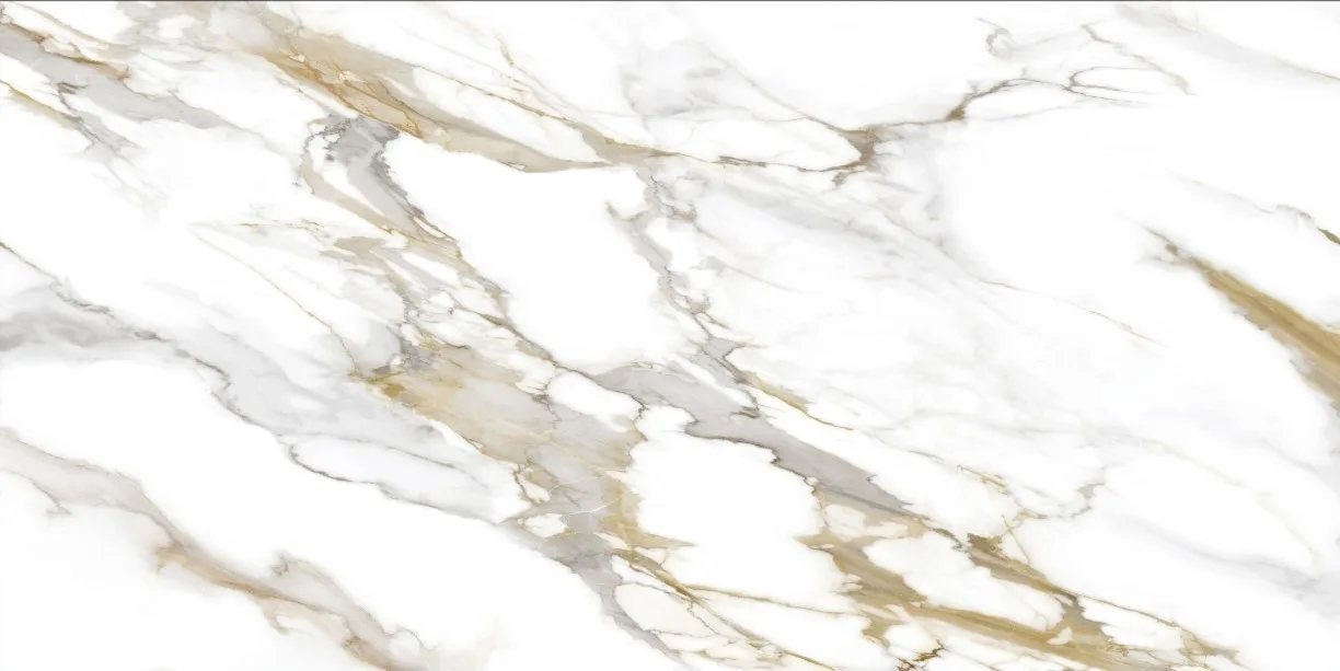 AcarAStone Full Body Macchia Vecchia quartz slab, white with gold and grey veining