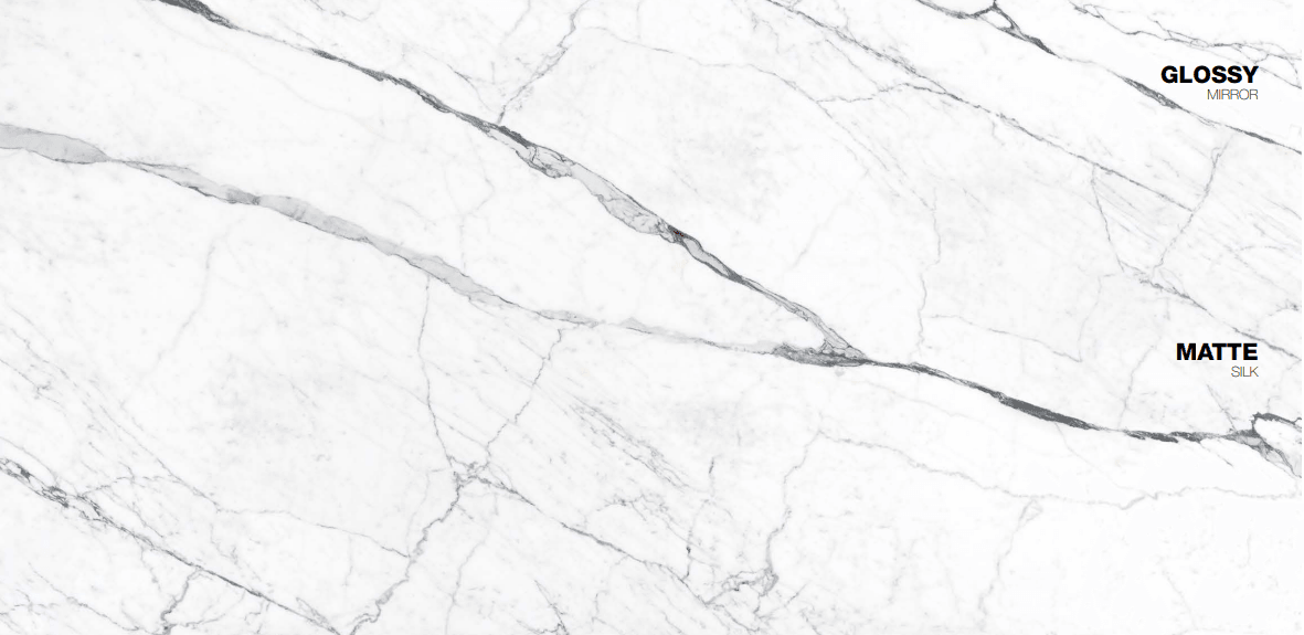 FLORIM Eternal White Matte 1.2cm · Matte · 127" × 63" slab, full view