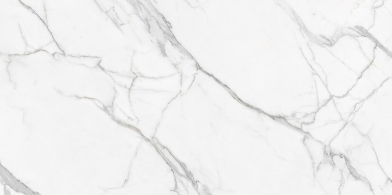 Q-LUXE Statuario 2cm · Polished · 126" × 63" slab, full view