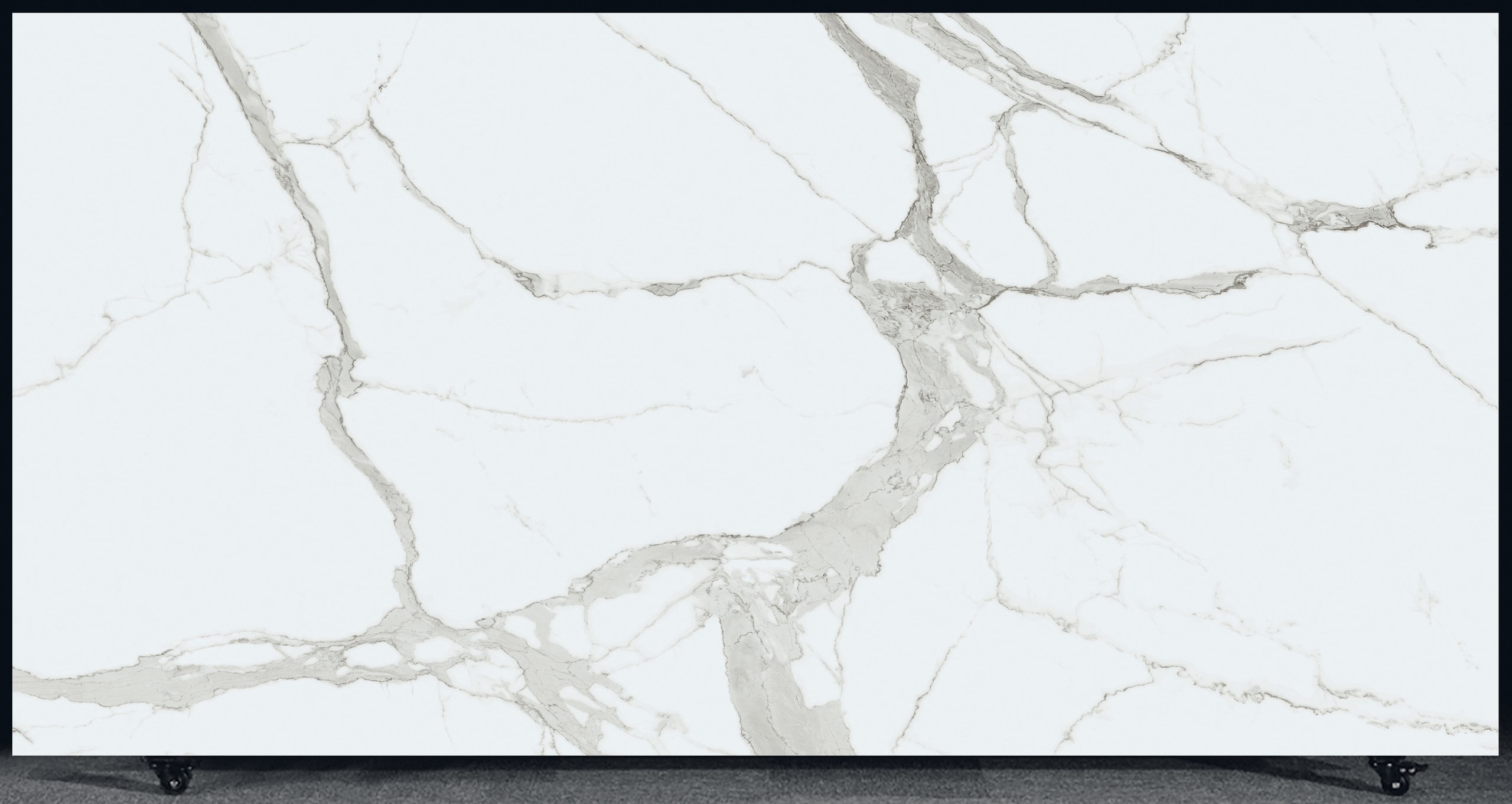 FLORIM Statuario Glossy 1.2cm · Glossy · 127" × 63" slab, full view