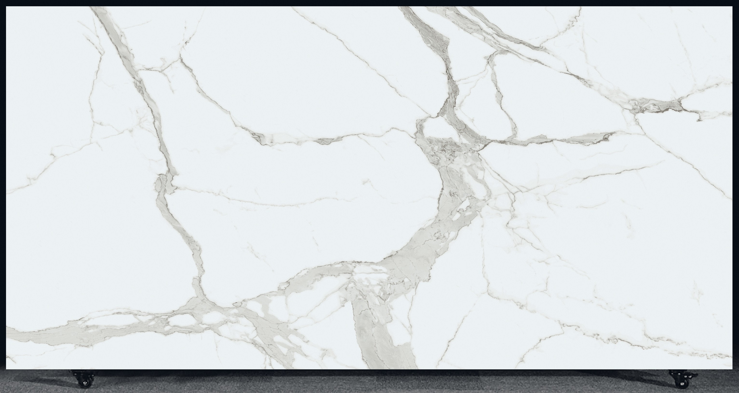 FLORIM Statuario Matte 1.2cm · Matte · 127" × 63" slab, full view