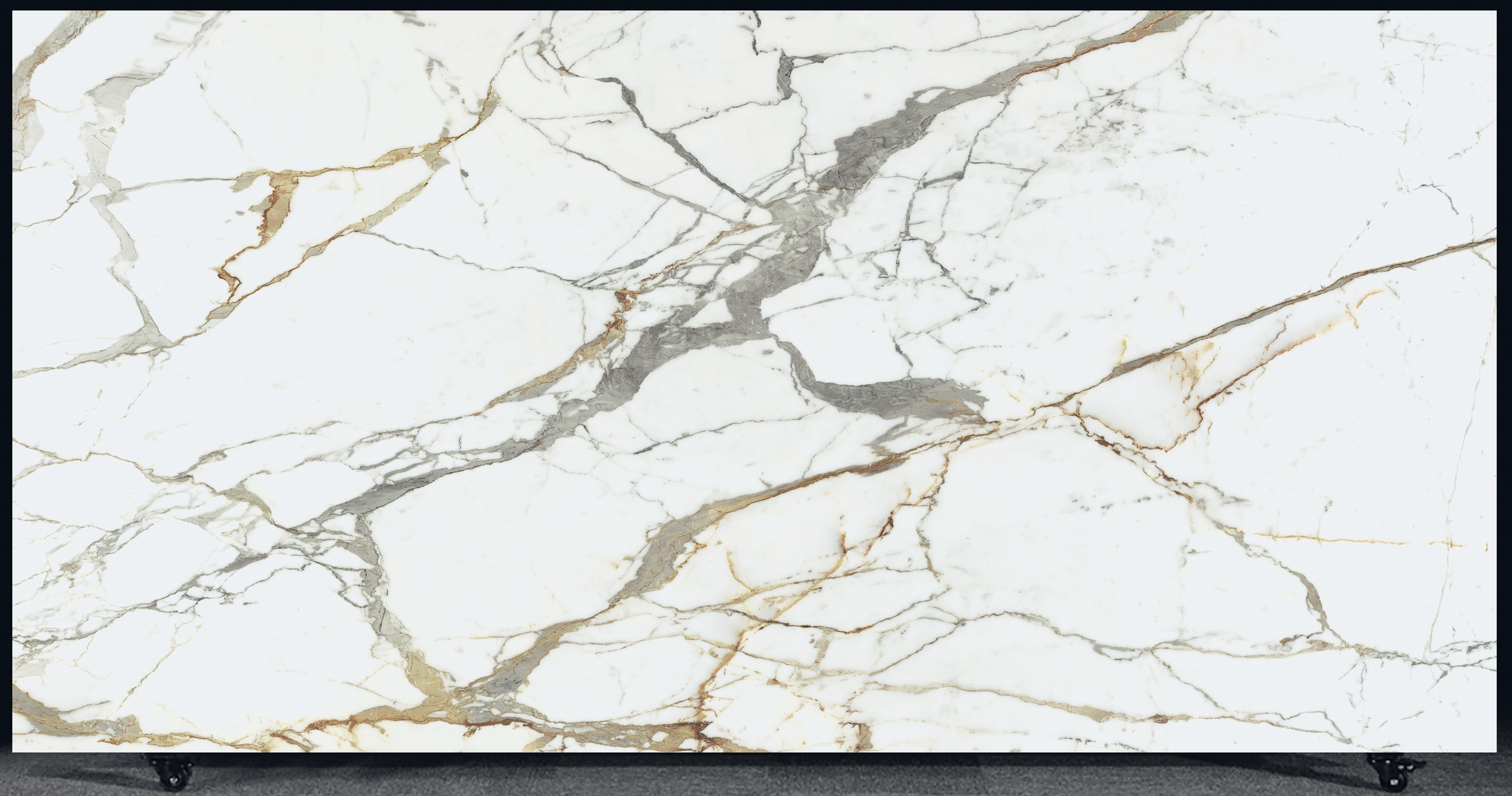 FLORIM Eternal Gold Matte 1.2cm · Matte · 127" × 63" slab, full view
