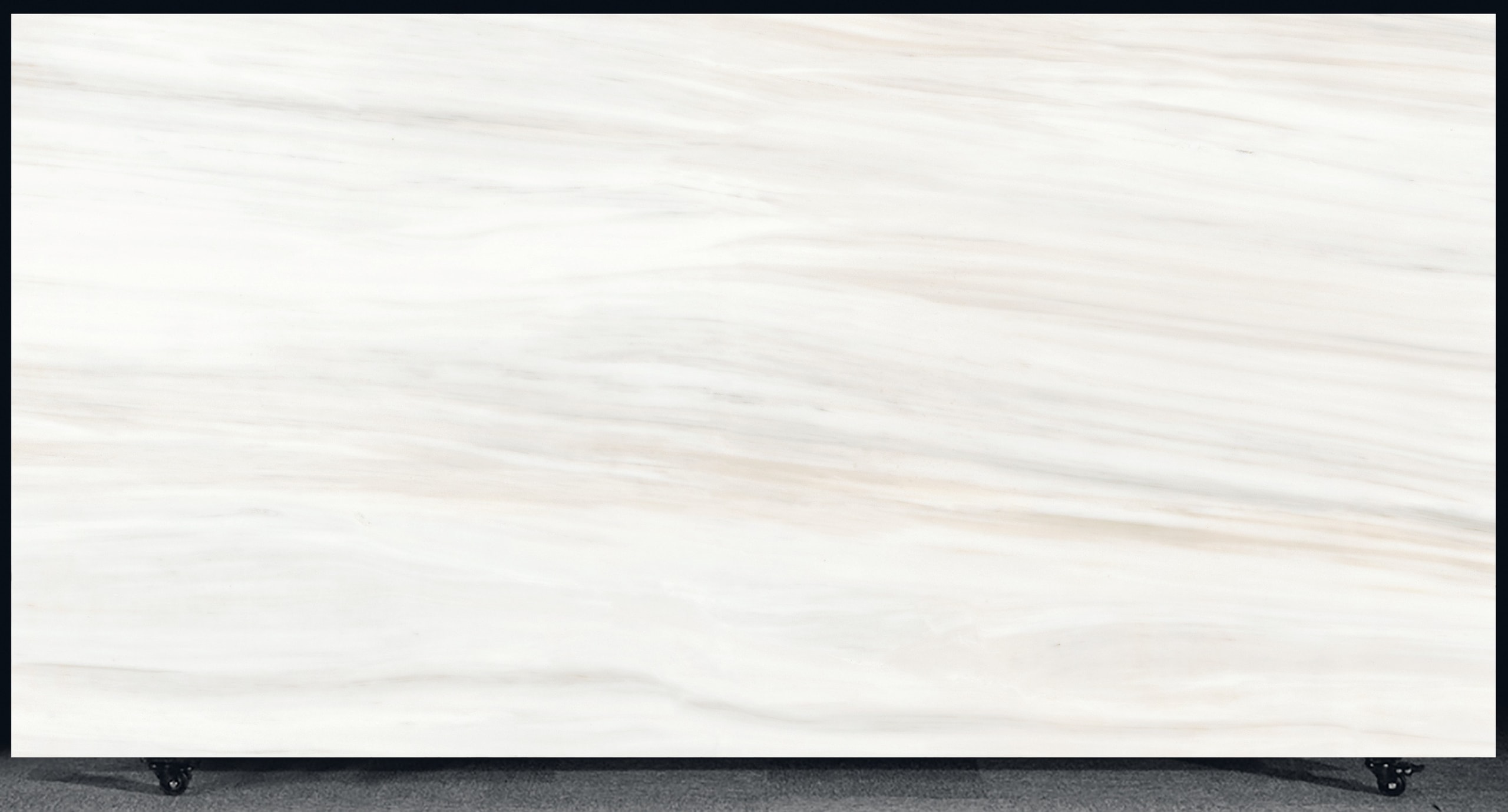 FLORIM Bianco Lasa Glossy 1.2cm · Glossy · 127" × 63" slab, full view