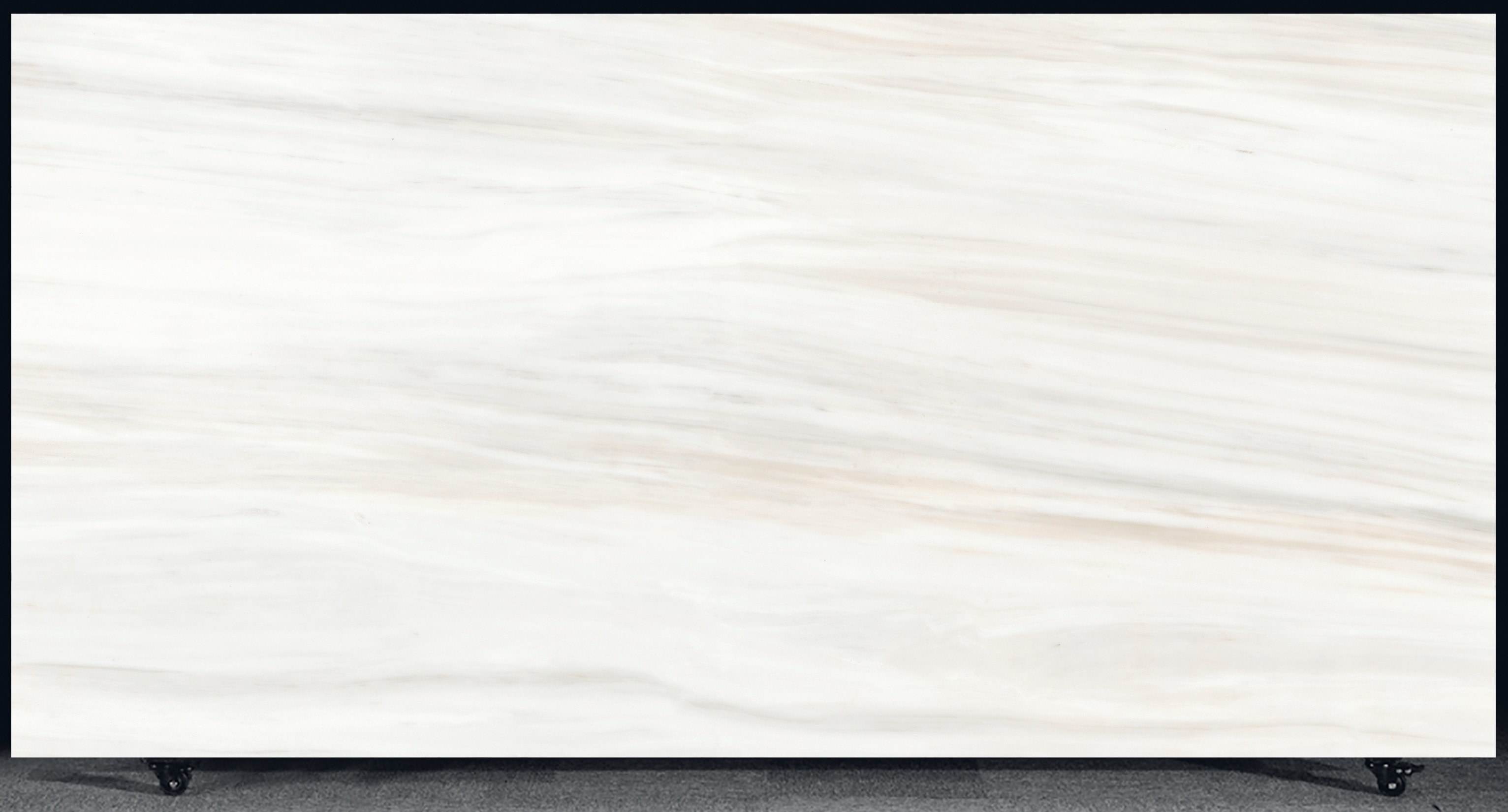 FLORIM Bianco Lasa Glossy 1.2cm · Glossy · 127" × 63" slab, full view