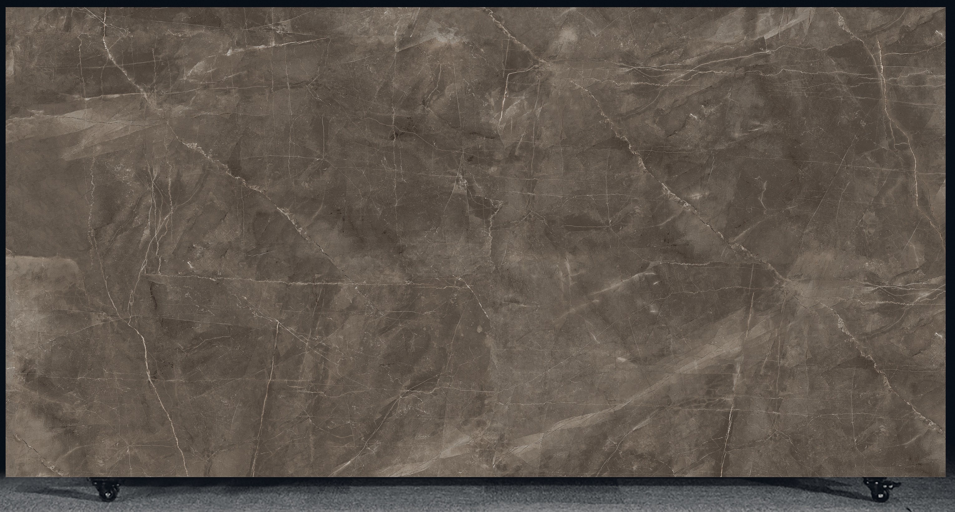 FLORIM Brown Silk 1.2cm · Honed · 127" × 63" slab, full view